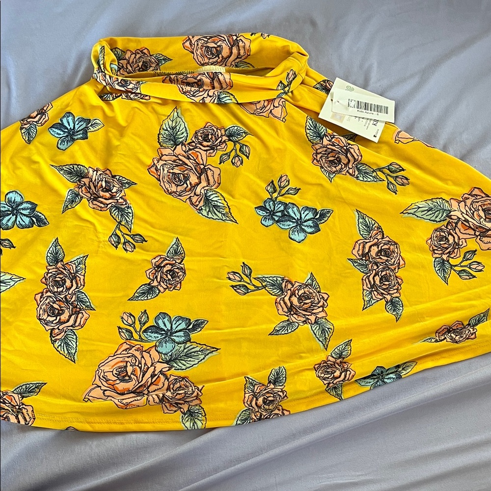 LuLaRoe Yellow Floral Kids azure skirt size 8